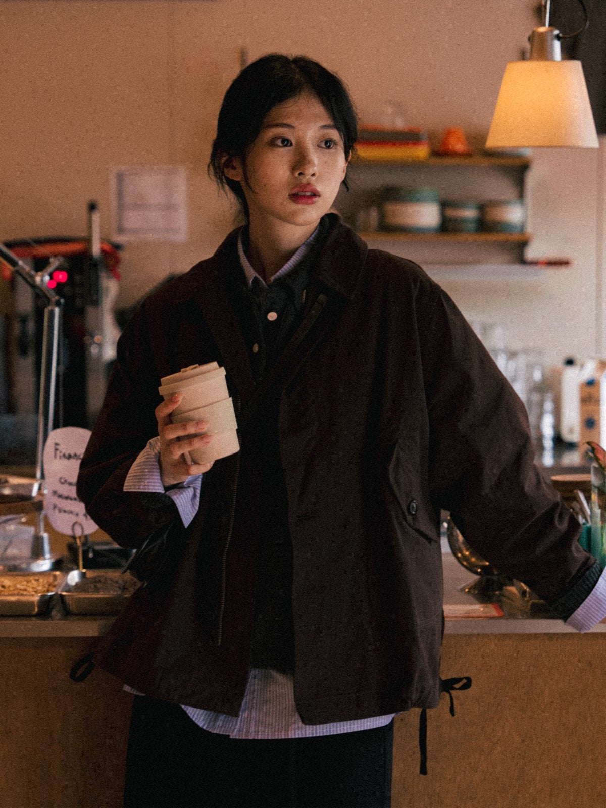 Washed Pocket Utility Jacket (Brown)