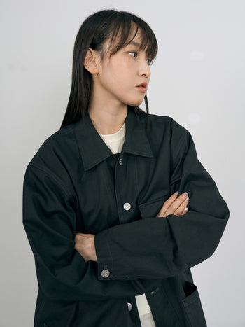 Twill Cotton Chore Jacket (Charcoal)