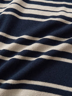 Airy Cotton Collar Knit (Stripe Navy)