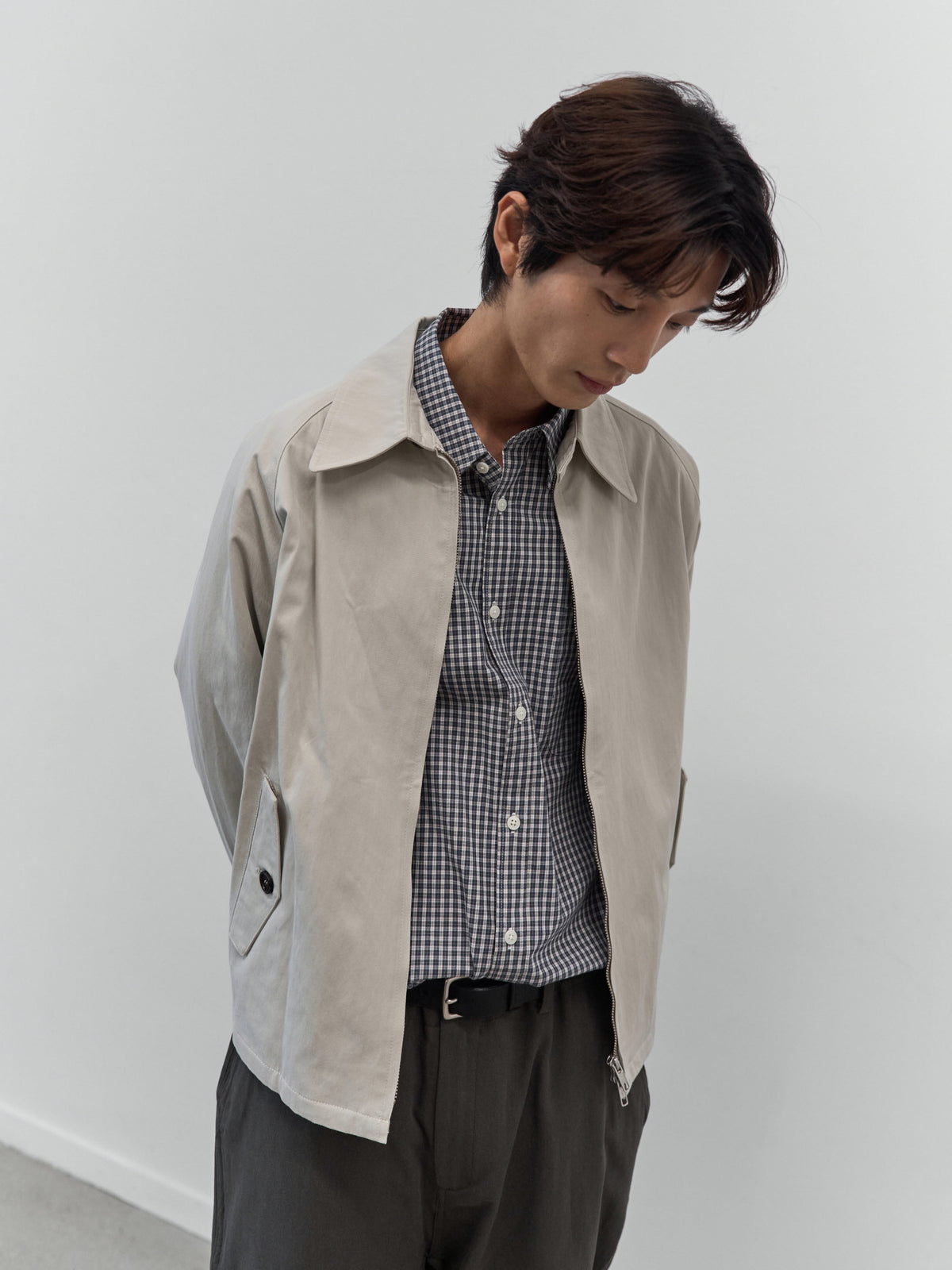 Glen Cotton Drizzler Jacket (Beige)