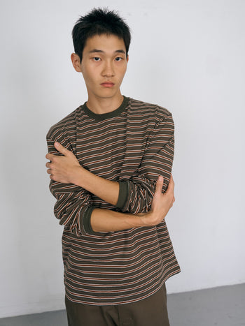 Stripe Long Sleeve Tee (Stripe Khaki)