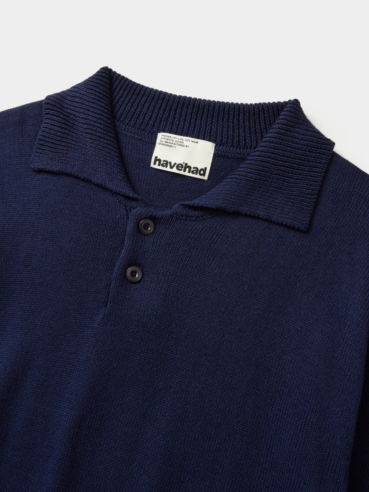 Airy Cotton Collar Knit (Navy)