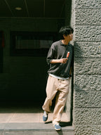 Airy Cotton Collar Knit (Charcoal)