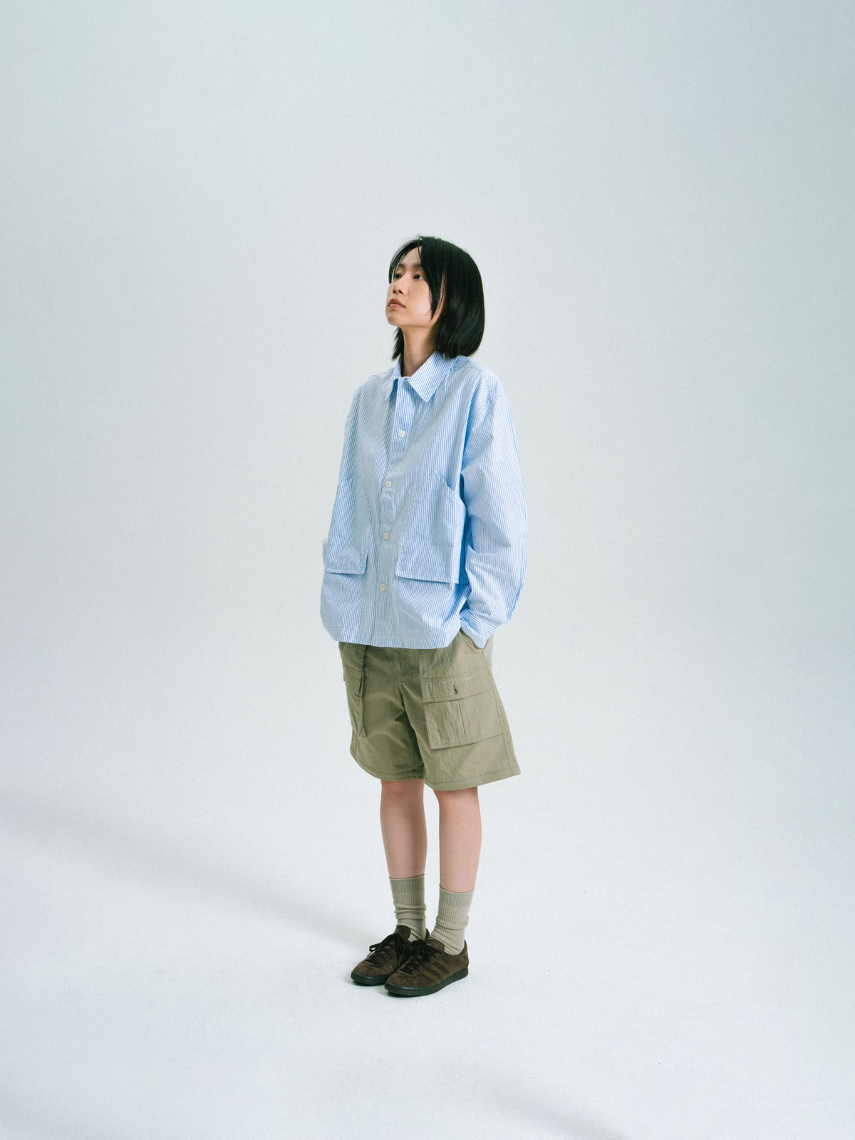 Field Pocket Shirt Jacket (Stripe White)
