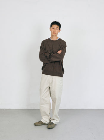 Layered Wool Crew Knit (Brown-Light Blue)