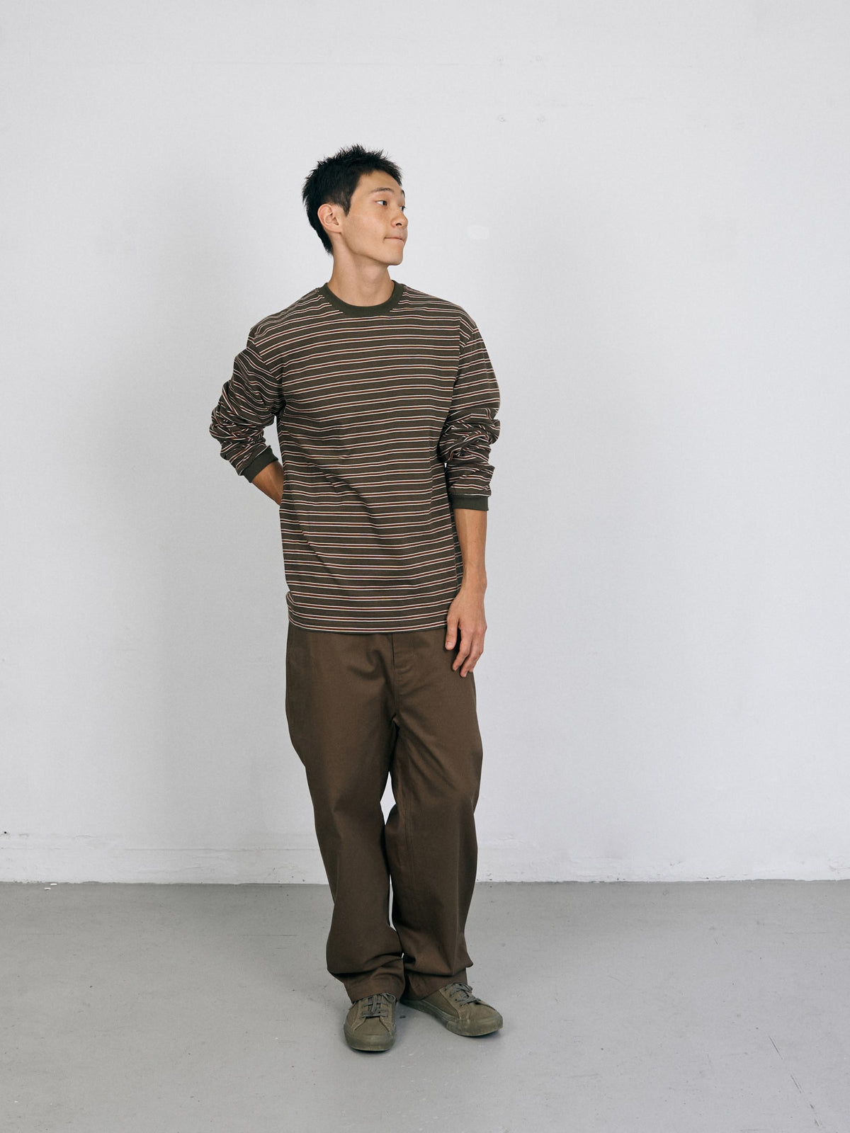 Stripe Long Sleeve Tee (Stripe Khaki)