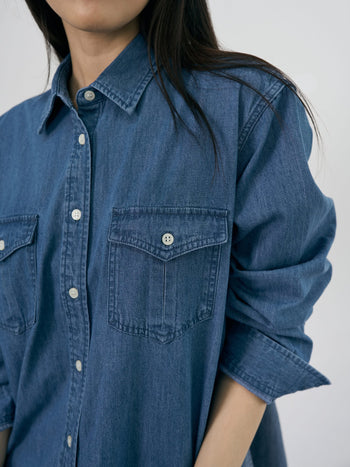 Double Pocket Denim Shirts (Denim Blue)
