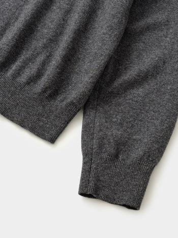Layered Wool Crew Knit (Charcoal-Olive)