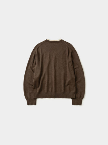 Layered Wool Round Knit (Brown-Ivory)