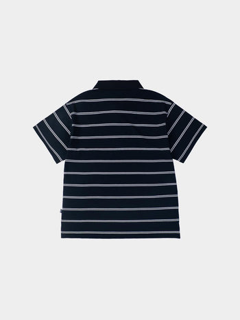 Oversized Stripe Polo Shirts (Navy)