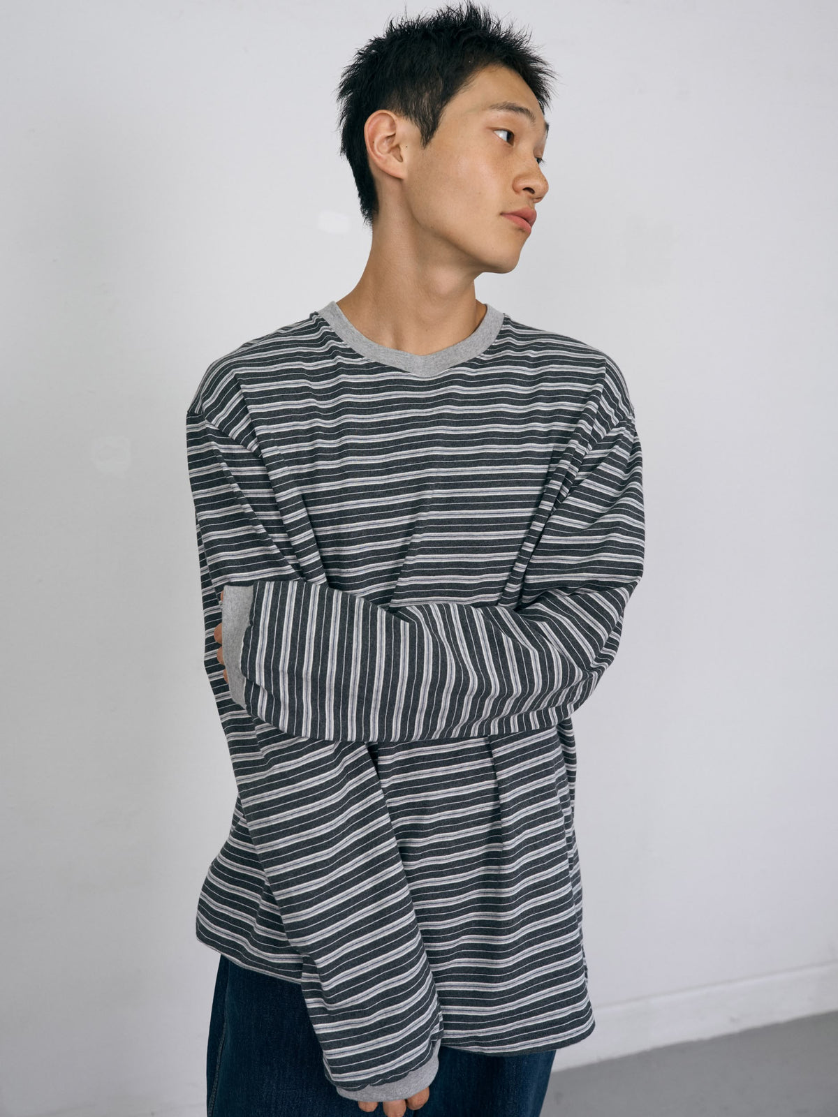 Stripe Long Sleeve Tee (Stripe Charcoal)