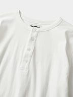 Henley Neck Long Sleeve T-Shirt (White)