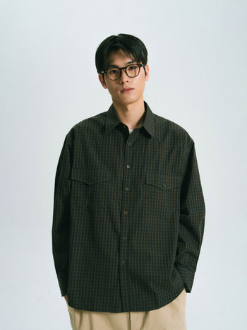 Classic Check Western Shirts (Olive Green)