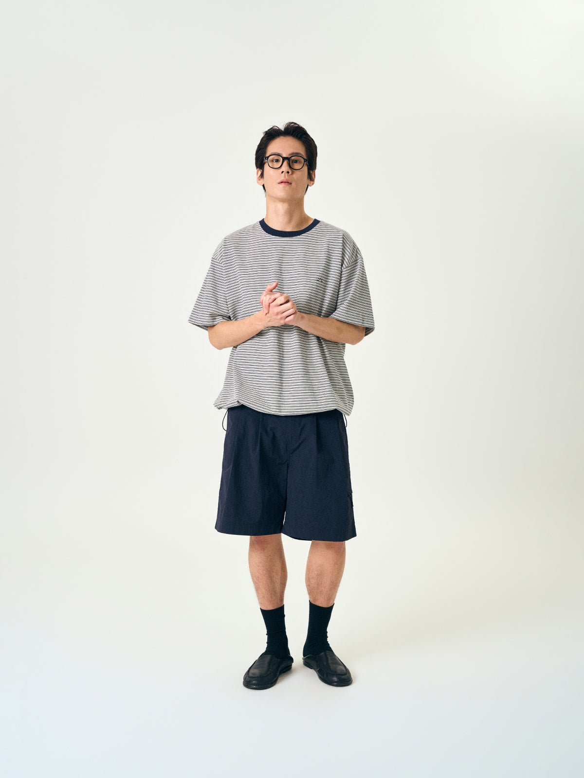 Relaxed Half Stripe String Tee (Stripe Charcoal)