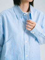 Field Pocket Shirt Jacket (Stripe Blue)
