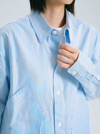 Field Pocket Shirt Jacket (Stripe Blue)