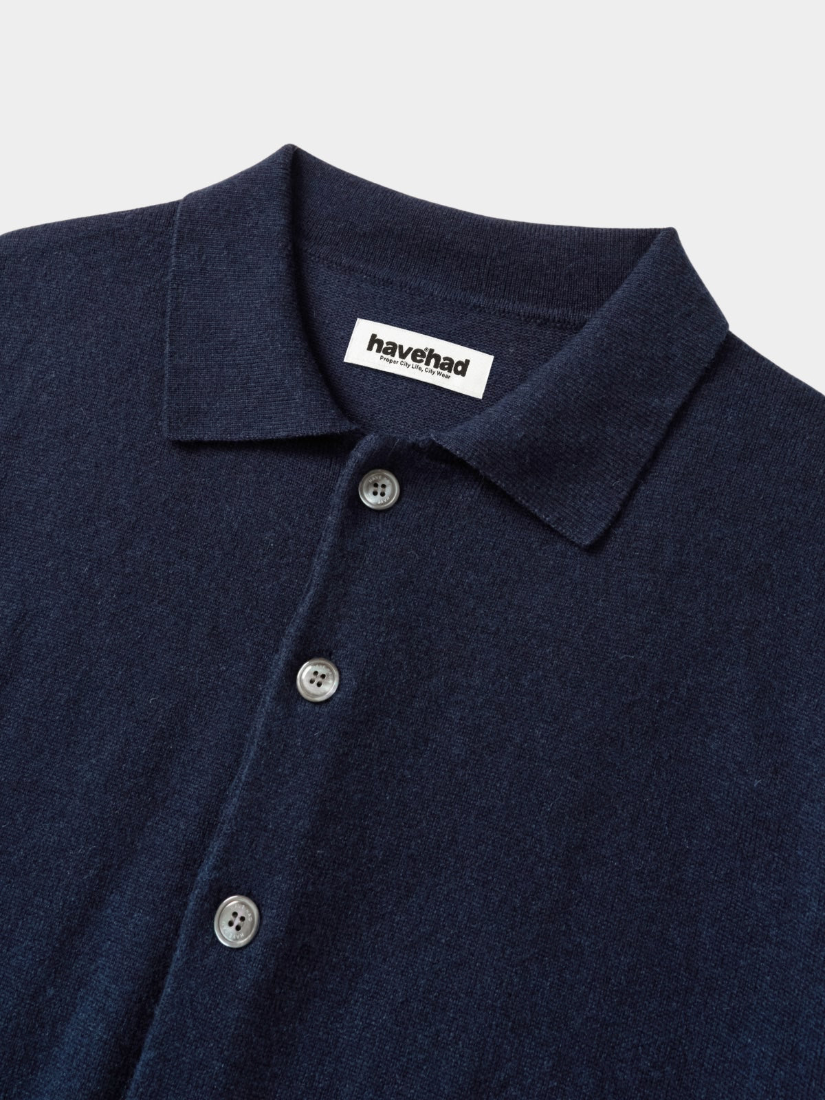 Daily Wool Collar Cardigan (Navy)