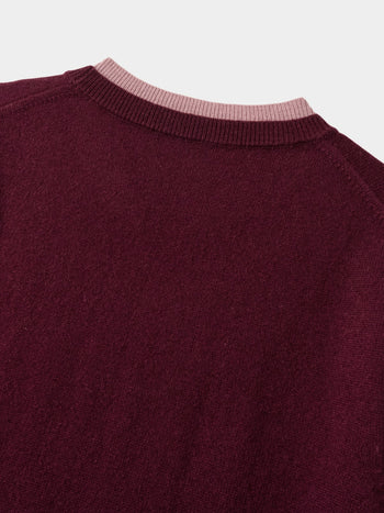 Layered Wool Round Knit (Burgundy-Pink)