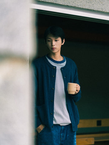 Fine Wool Roundneck Cardigan (Brown)