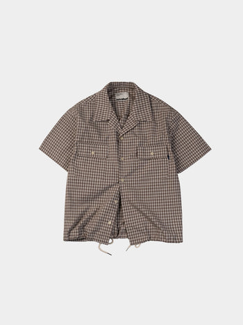 Window Check Open Collar Shirts (Brown)