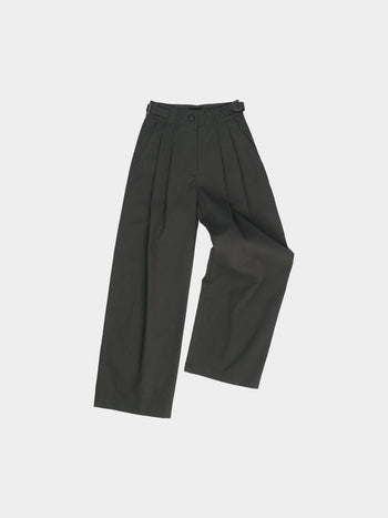 (W)Office Belted Pin-tuck Pants - Khaki | W1 (M)