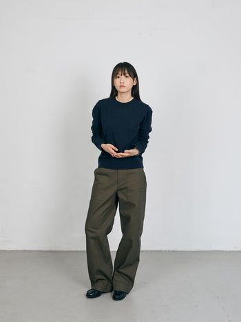 Layered Wool Round Knit (Navy-Lemon)