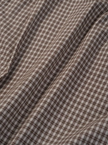 Window Check Open Collar Shirts (Brown)