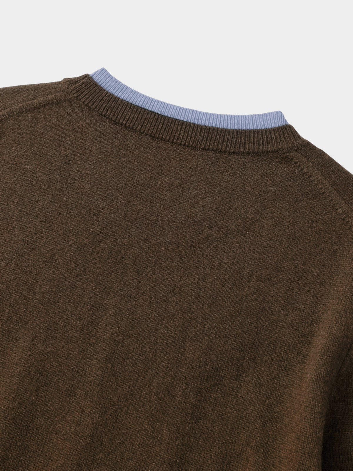 Layered Wool Crew Knit (Brown-Light Blue)
