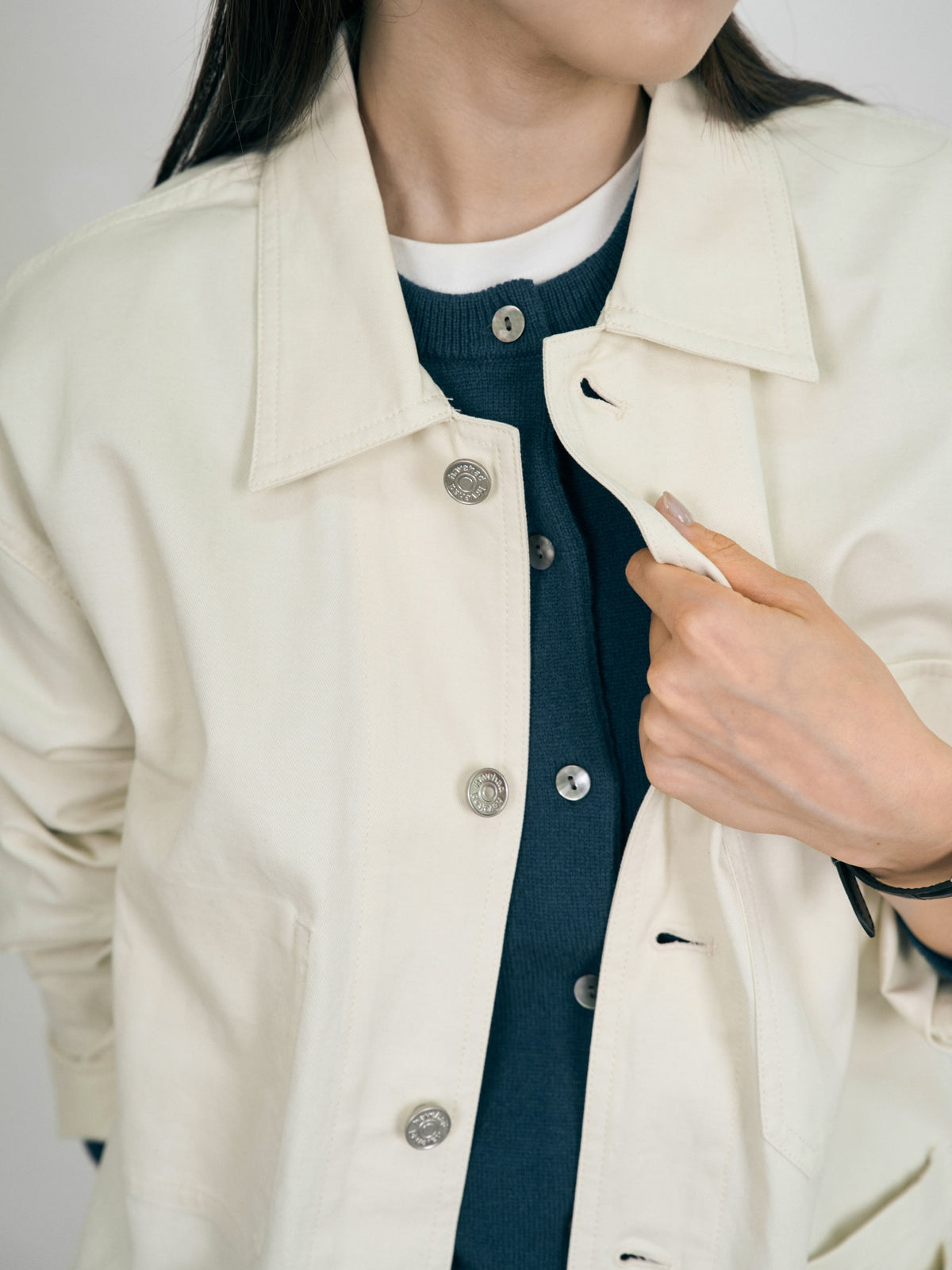 Twill Cotton Chore Jacket (Ecru)