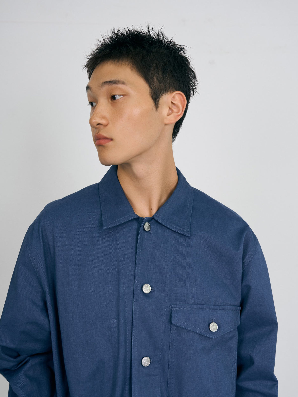Twill Cotton Chore Jacket (Blue)