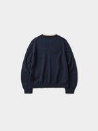 Layered Wool Crew Knit (Navy-Ivory)