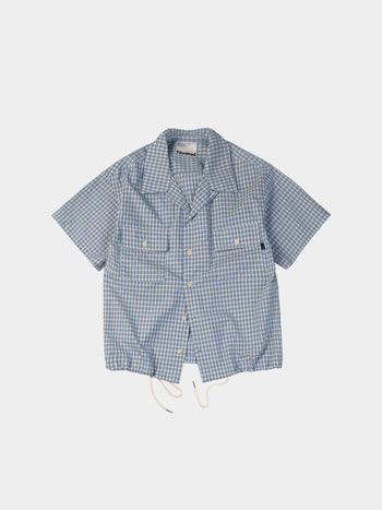 Window Check Open Collar Shirts (Light Blue)