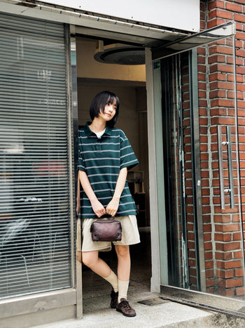 Oversized Stripe Polo Shirts (Green)