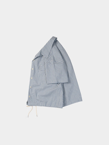 Window Check Open Collar Shirts (Light Blue)