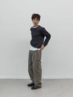 Henley Neck Long Sleeve T-Shirt (Charcoal)