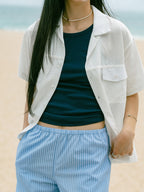 Easy Stripe Banding Pants (Stripe Blue)