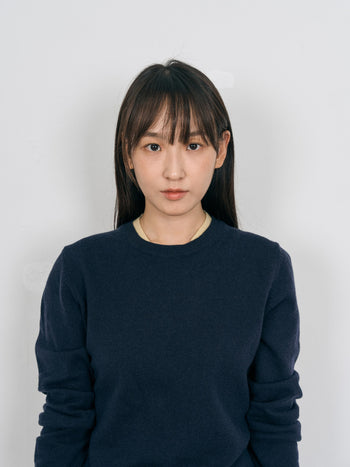 Layered Wool Round Knit (Navy-Lemon)