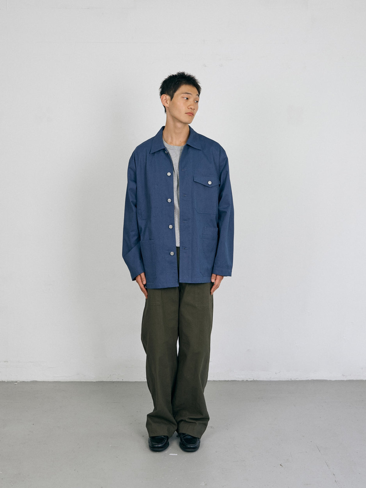 Twill Cotton Chore Jacket (Blue)