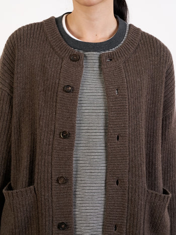 Fine Wool Roundneck Cardigan (Navy)