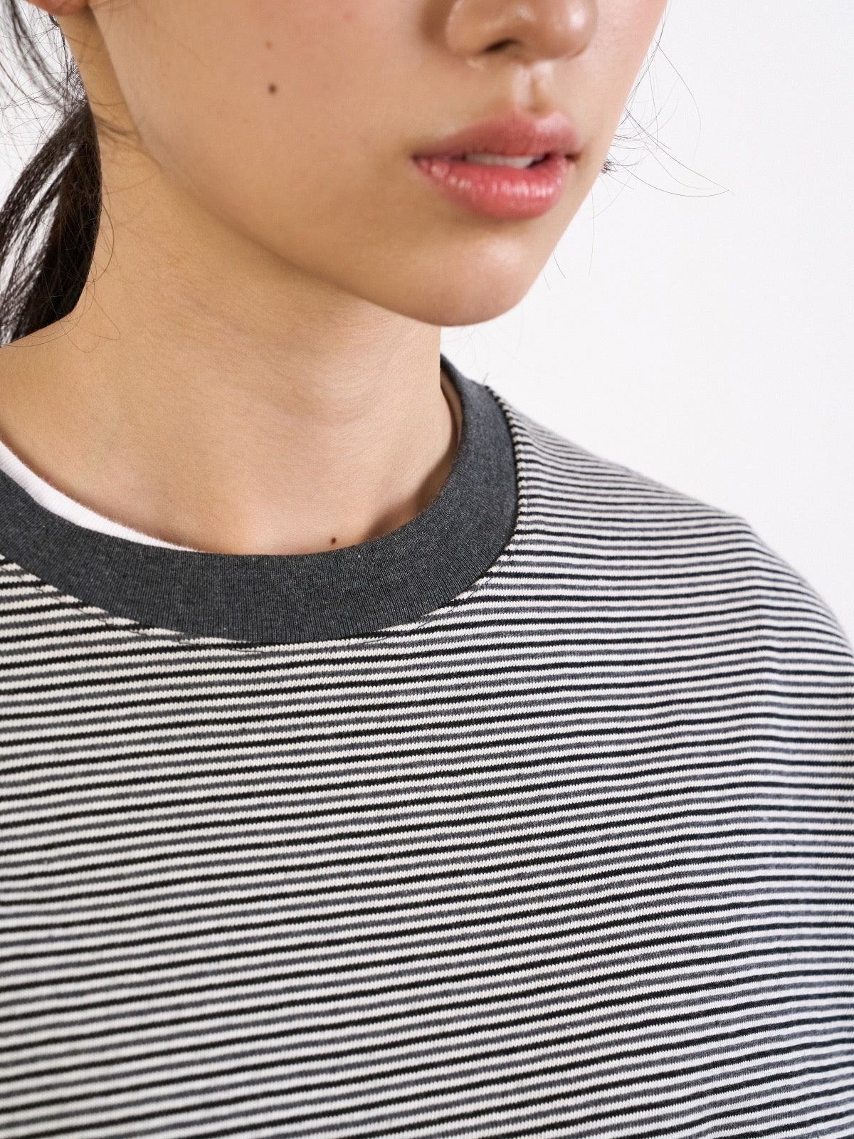 Double Stripe String Tee (Charcoal)