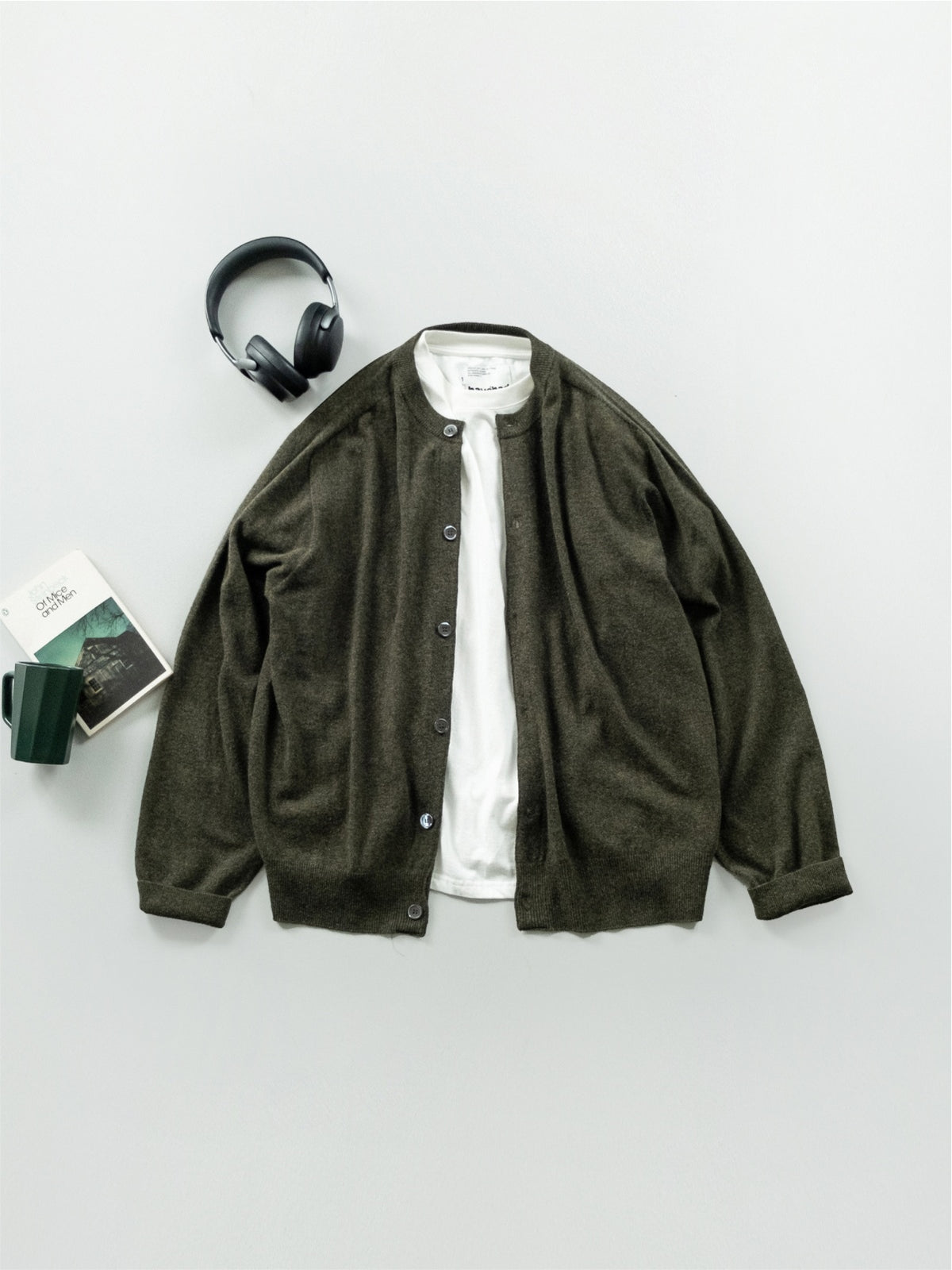Light Wholegarments Cardigan (Deep Khaki)