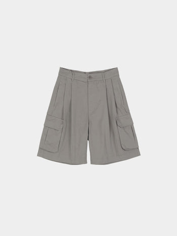 Utility Pin-tuck Cargo Shorts (Light Olive)