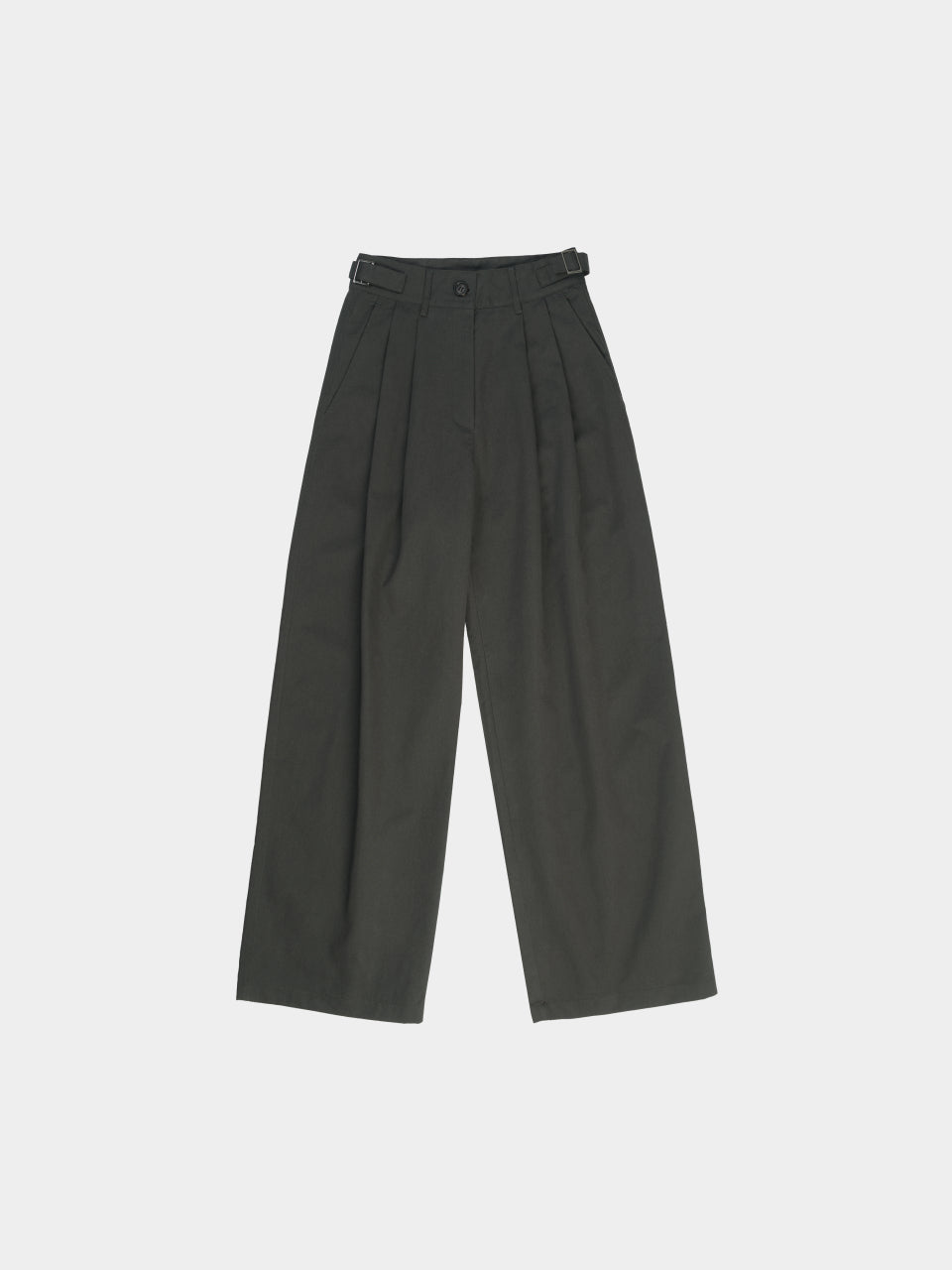 (W)Office Belted Pin-tuck Pants (Khaki)