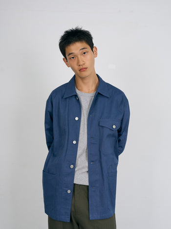 Twill Cotton Chore Jacket (Blue)