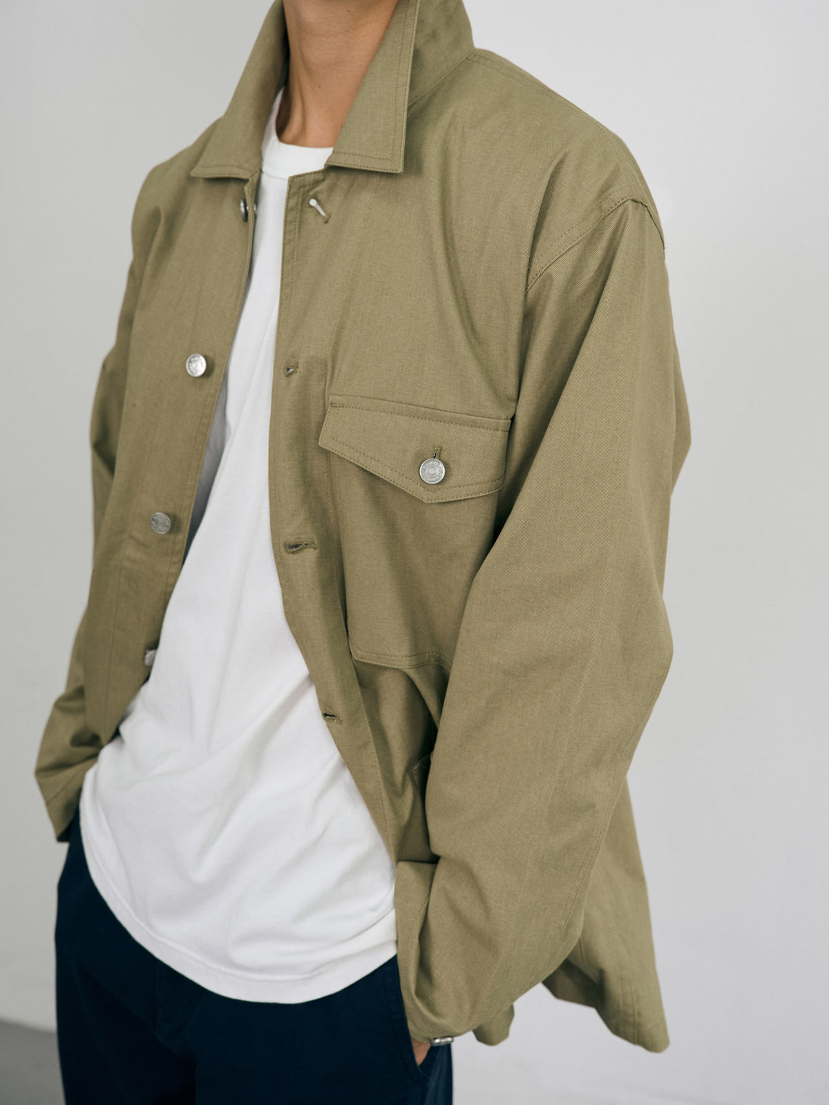 Twill Cotton Chore Jacket (Light Khaki)