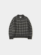 Classic Stripe Collar Knit (Stripe Gray)