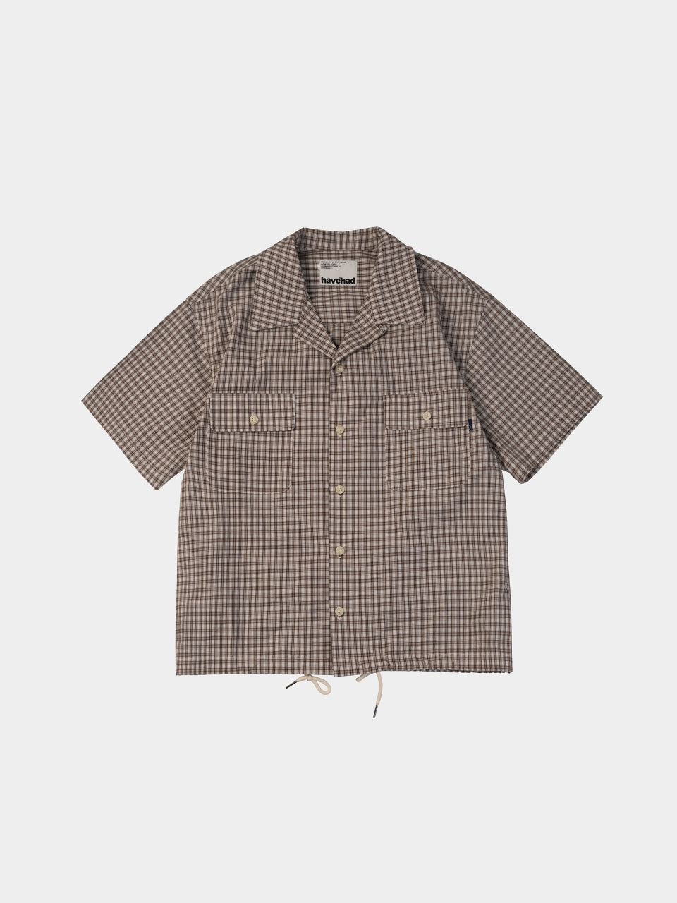 Window Check Open Collar Shirts (Brown)