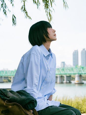 (W)Breeze Stripe Shirts - Light Blue | W0 (S)