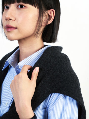 (W)Breeze Stripe Shirts (Light Blue)