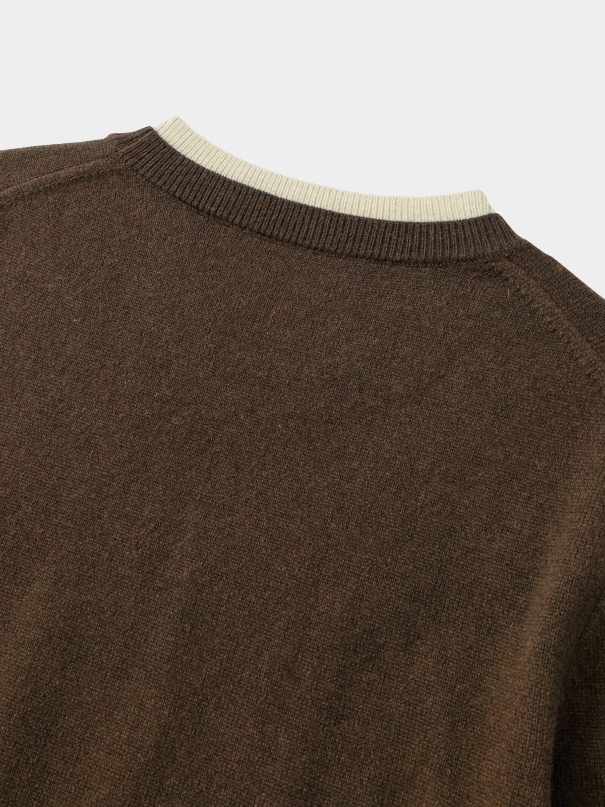 Layered Wool Round Knit (Brown-Ivory)